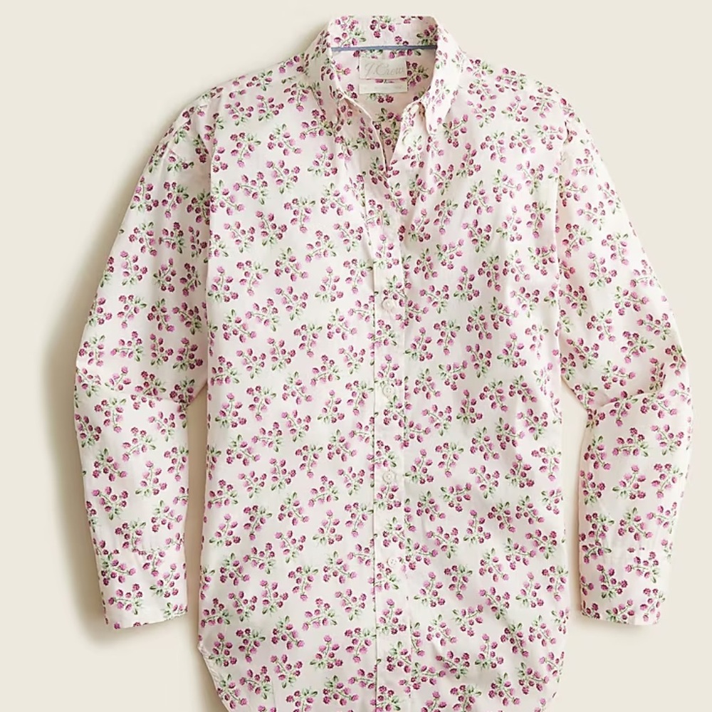 J.Crew Relaxed-Fit Lightweight Cotton Shirt In Whisper Peach Berry-Size 6